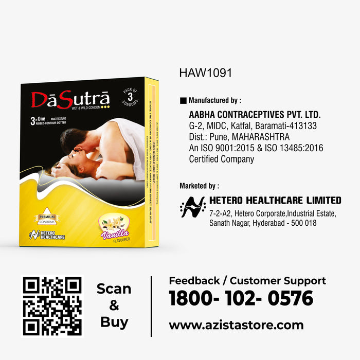 Dasutra Wet and Wild Condoms in 3 Flavors
