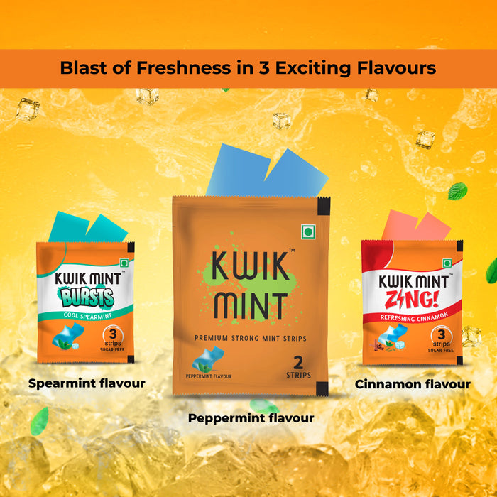 Kwik Mint Combo Pack ( Mouth Fresheners - Zing - Bursts) 3 Flavours in One Pack.